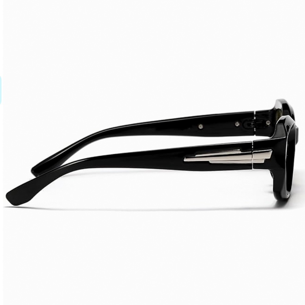 Black Clear Tint Retro Trendy Rectangle Men Women Square Frame Trendy Glasses - Picture 4 of 5